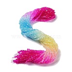 Transparent Glass Bead Strands, Segmented Multi-color Beads, Triangle, Fuchsia, 4.5x4.5x3mm, Hole: 0.9mm, about 142pcs/strand, 13.58~13.78''(34.5~35cm)(GLAA-H023-03G)
