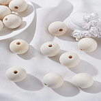 Natural Unfinished Wood Beads, Round Wooden Loose Beads Spacer Beads for Craft Making, Macrame Beads, Large Hole Beads, Lead Free, Moccasin, 30mm, Hole: 5~7mm, 20pcs(WOOD-LP0001-17A)
