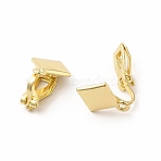 Alloy Clip-on Earring Findings, with Horizontal Loops, Rhombus, Golden, 15x11x9.5mm, Hole: 1.4mm(PALLOY-M208-04G)