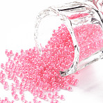 11/0 FGB Grade A Transparent Glass Seed Beads, Inside Color, Luster Plated, Round, Pink, 2.3x1.5mm, Hole: 1mm, about 5300pcs/50g(X-SEED-N001-F-254)