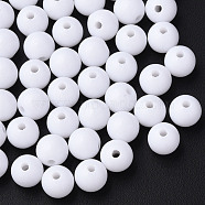 Opaque Acrylic Beads, Round, White, 8x7mm, Hole: 2mm, about 1745pcs/500g(MACR-S370-C8mm-01)