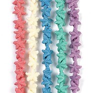 Synthetic Coral Dyed Carved Beads Strands, Starfish, Mixed Color, 10~11x10x5.5mm, Hole: 0.8mm, about 31pcs/strand, 10.04''(25.5cm)(CORA-K009-06A)