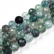 Natural Fluorite Beads Strands, Round with Faceted, 9~10mm, Hole: 0.9mm, about 19~20pcs/strand, 7.40~7.80''(18.8~19.8cm)(G-S345-10mm-31)