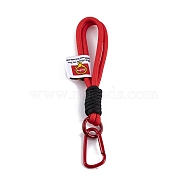 Braided Nylon Strap, Alloy Clasp for Key Chain Bag Phone Lanyard, Red, 18.5~19cm(AJEW-L095-A01)