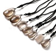 Natural Smoky Quartz Nuggets Pendant Necklace with Polyester Cord for Women, 25.20 inch(64cm)(G-H285-05A)