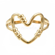 304 Stainless Steel Heart Open Cuff Ring, Hollow Chunky Ring for Women, Golden, US Size 7(17.3mm)(RJEW-T023-80G)