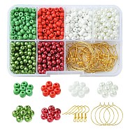 DIY Christmas Theme Earring Making Kit, Including Seed & Glass Imitation Pearl Beads, Brass Wine Glass Charm Rings & Earring Hooks, Mixed Color, 1030Pcs/box(DIY-YW0007-41)