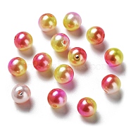 Rainbow ABS Plastic Imitation Pearl Beads, Gradient Mermaid Pearl Beads, Round, FireBrick, 7.5~8x7~7.5mm, Hole: 1.6mm, about 2000pcs/500g(OACR-Q174-8mm-17)