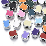 UV Plating Acrylic European Beads, with Enamel, Large Hole Beads, Mixed Color, Rabbit, Platinum, 13x10x9mm, Hole: 5mm(OACR-N010-008P)