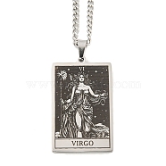 Non-Tarnish 304 Stainless Steel Tarot Pendant Necklaces, Cable Chain Necklaces, Virgo, 23.23~24.21 inch(59~61.5cm)(NJEW-A026-01P-06)