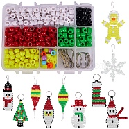 SUNNYCLUE DIY Keychain, Resin Large Hole Beads, Iron Key Clasp Findings and Polyester Cord, Christmas Style, Platinum, 14x10.8x3cm(DIY-SC0005-68)