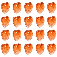 Autumn Theme Two-Tone Transparent Glass Charms, Leaf, Dark Orange, 13.5x10.5x3.5mm, Hole: 1.2mm(GLAA-YW0001-53C)