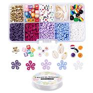 DIY Jewelry Making Kits, Including Handmade Polymer Clay & Acrylic & Resin & ABS Plastic Beads, CCB Plastic Spacer Beads, Natural Cowrie Shell Beads, Elastic Crystal Thread, Mixed Color, Beads: 1960pcs/set(DIY-YW0003-99B)