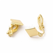 Alloy Clip-on Earring Findings, with Horizontal Loops, Rhombus, Golden, 15x11x9.5mm, Hole: 1.4mm(PALLOY-M208-04G)