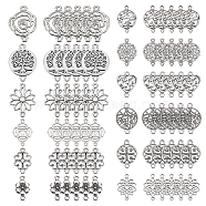 84Pcs 14 Styles Tibetan Style Alloy Connector Charms, Mixed Shapes, Antique Silver, 16~27x13~20x1~2mm, Hole: 1~2mm, 6pcs/style(FIND-SC0003-33)