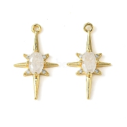 Brass Micro Pave Cubic Zirconia Pendants, Real 18K Gold Plated, Star, White, 21x12x3.5mm, Hole: 1.2mm(KK-M277-08G-04)