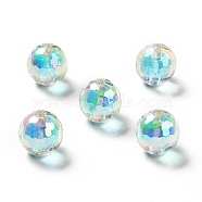 Two Tone UV Plating Rainbow Iridescent Acrylic Beads, Round, Dark Turquoise, 16x16mm, Hole: 3~3.1mm(TACR-D010-03B-02)