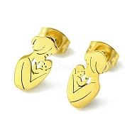 Thanksgiving Day Theme 304 Stainless Steel Stud Earrings, Human, 12x6mm(EJEW-B041-01G-01)