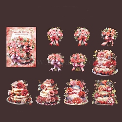 10 Style Waterproof PET Stickers Set, Decorative Stickers, Romantic Witness Series Bouquet Cake Theme, FireBrick, 60~80x55~74x0.1mm(DIY-Z033-01D)