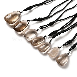 Natural Smoky Quartz Nuggets Pendant Necklace with Polyester Cord for Women, 25.20 inch(64cm)(G-H285-05A)