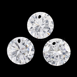 Cubic Zirconia Charms, Faceted, Flat Round, Clear, 4x2mm, Hole: 0.7mm(ZIRC-N033-C-09)