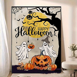 DIY Halloween Theme Diamond Painting Kit, Including Resin Rhinestones Bag, Diamond Sticky Pen, Tray Plate and Glue Clay, Ghost, 400x300x0.2mm(DIAM-O001-01C)