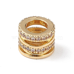 Rack Plating Brass Micro Pave Clear Cubic Zirconia Beads, Cadmium Free & Lead Free, Long-Lasting Plated, Column, Real 18K Gold Plated, 8x6mm, Hole: 5mm(KK-C019-27G)