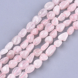 Natural Rose Quartz Beads Strands, Tumbled Stone, Nuggets, 8~19x8~12x4~8mm, Hole: 0.8mm, about 37pcs/strand, 15.9 inch(G-T105-32)