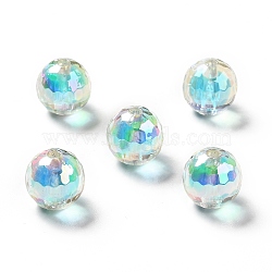 Two Tone UV Plating Rainbow Iridescent Acrylic Beads, Bead in Bead, Round, Dark Turquoise, 16x16mm, Hole: 3~3.1mm(TACR-D010-03B-02)