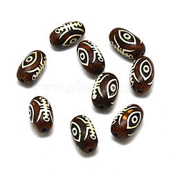 Tibetan Style Luck &Longevity dZi Beads, Natural Agate Beads, Oval, 22.5~24x14mm, Hole: 2.5~3mm(G-Z020-02B-06)