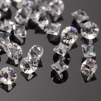Grade A Glass Rhinestone Cabochons, Bicone, Pointed Back, Crystal, 1.9~2.0mm, about 1440pcs/bag