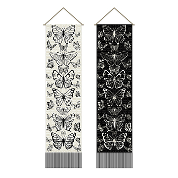 Polyester Wall Hanging Tapestry, for Bedroom Living Room Decoration, Rectangle, Butterfly, 1160x330mm, 2pcs/set