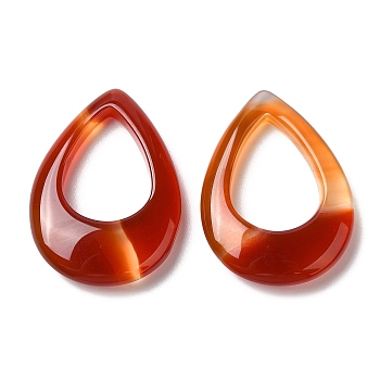 Natural Brazil Red Agate Pendants, Teardrop Charms, 25x18x4.5mm, Hole: 14x10mm