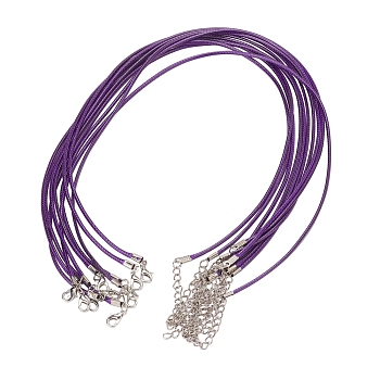 Waxed Cord Necklace Making, with Zinc Alloy Lobster Clasps, Platinum, Dark Violet, 17.8 inch~18 inch(45.5~46cm), 2mm