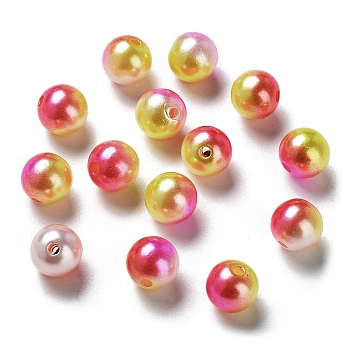 Rainbow ABS Plastic Imitation Pearl Beads, Gradient Mermaid Pearl Beads, Round, FireBrick, 7.5~8x7~7.5mm, Hole: 1.6mm, about 2000pcs/500g