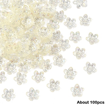 15g Transparent Acrylic Bead Caps, Flower, Clear, 12x12mm