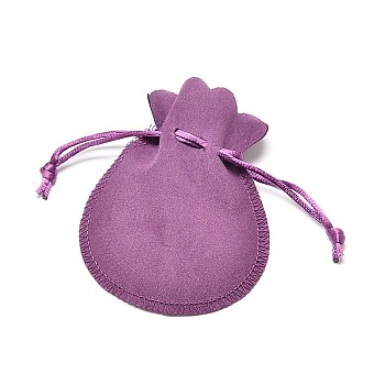 Velvet Bags Drawstring Jewelry Pouches, for Party Wedding Birthday Candy Pouches, Plum, 16x13cm