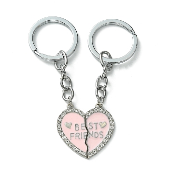 Alloy Enamel Keychain, with Alloy Rings, Misty Rose, 8.5cm