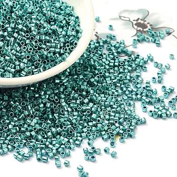 Electroplate Glass Seed Beads, Metallic Colours, Cylinder, Blue Plated, 2x1.5mm, Hole: 1mm, about 58967pcs/pound