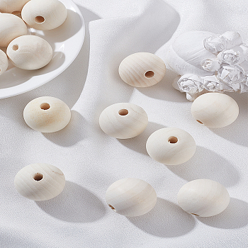 Natural Unfinished Wood Beads, Round Wooden Loose Beads Spacer Beads for Craft Making, Macrame Beads, Large Hole Beads, Lead Free, Moccasin, 30mm, Hole: 5~7mm, 20pcs