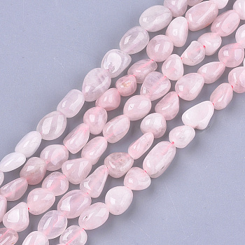 Natural Rose Quartz Beads Strands, Tumbled Stone, Nuggets, 8~19x8~12x4~8mm, Hole: 0.8mm, about 37pcs/strand, 15.9 inch