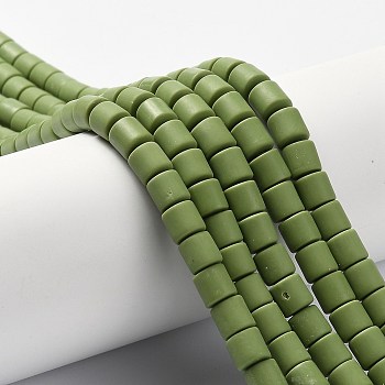 Handmade Polymer Clay Bead Strands, Column, Olive Drab, 6.5x6mm, Hole: 1.2mm, about 61pcs/strand, 15.75 inch(40cm)