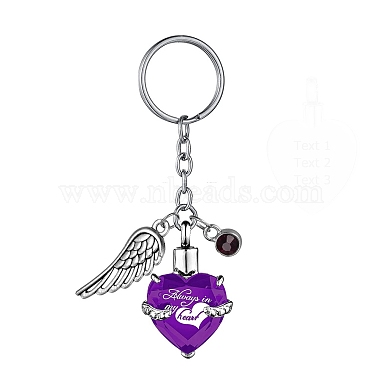 Purple Heart Stainless Steel Keychain