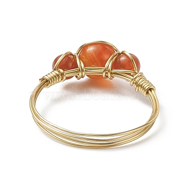 Natural Carnelian Round Braided Beaded Finger Ring(RJEW-JR00550-01)-5