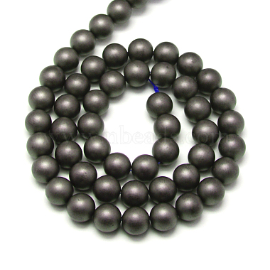 Hématite synthétique non magnétique dépoli brins de perles rondes(X-G-J344-6mm)-2
