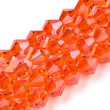 6mm Orange Bicone Glass Beads