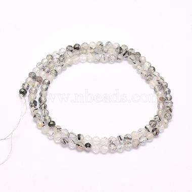 Chapelets de perles en quartz rutile noir naturel(G-F509-34-3mm)-2