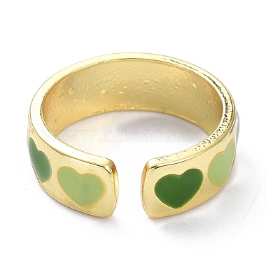 Heart Pattern Alloy Enamel Cuff Rings(RJEW-Z008-16LG-E)-2