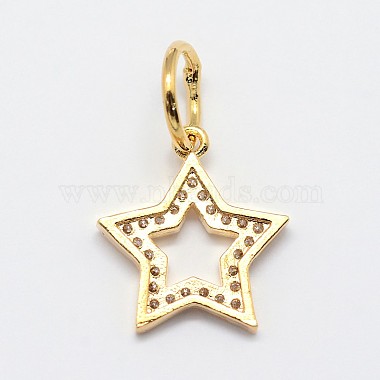 CZ Brass Micro Pave Cubic Zirconia Five-Pointed Star Charms(ZIRC-L018-07)-3