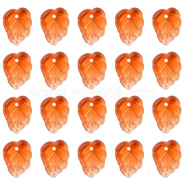 Dark Orange Leaf Glass Charms